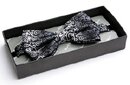 Black/Grey Swirl Paisley Silk Bow Tie